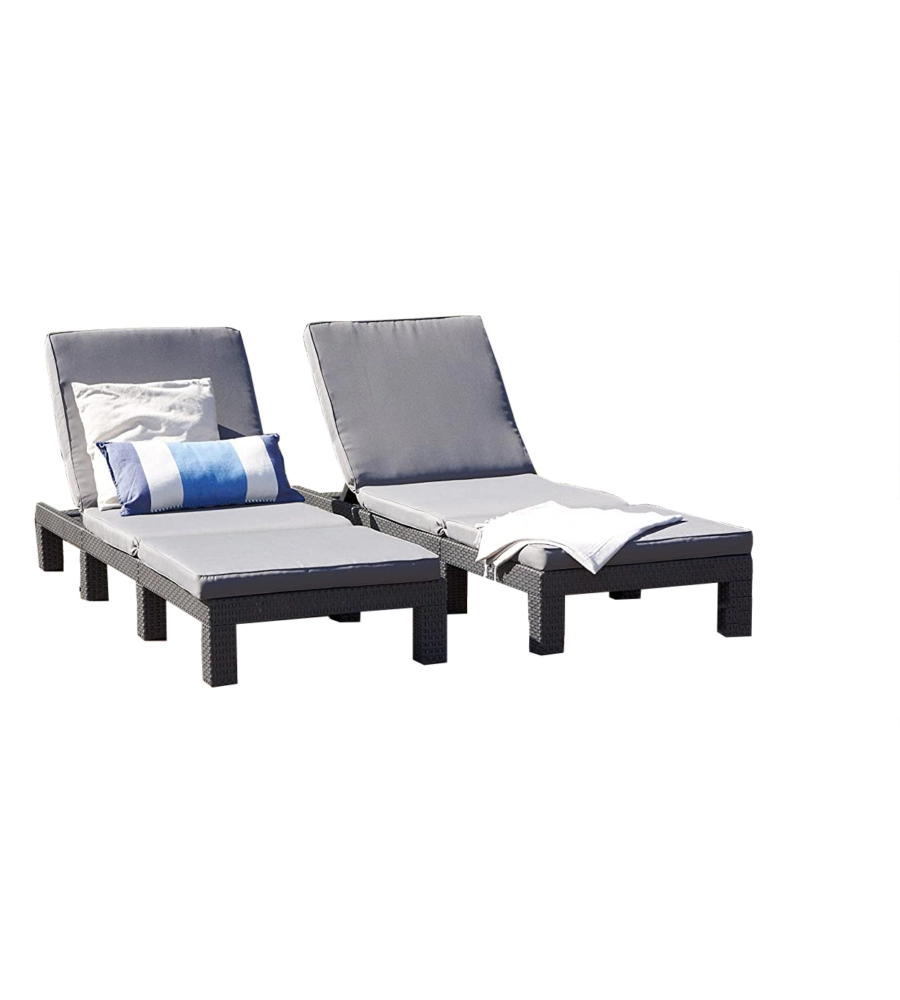 Set 2 pezzi lettino prendisole "daytona sunlounger" colore grafite, 187,5x58x29 cm - keter